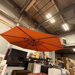 Grand patio 12FT Offset Umbrella Outdoor Round Aluminum Cantilever Umbrella with Base for Garden Deck Poolside (orange, 12 FT)