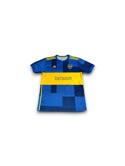 Adidas Blue Yellow Betsson CABJ Short Sleeve Soccer Jersey Mens XL Brayan