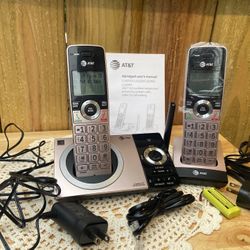 Rose Gold AT&T 2 Phone Cordless W/Answering Machine-Smart Call Block