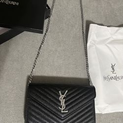Saint Laurent Black Leather Cross Body Bag 