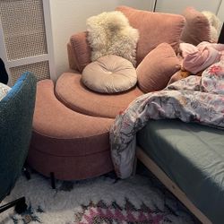 Swivel Rotatable Chair And Footrest