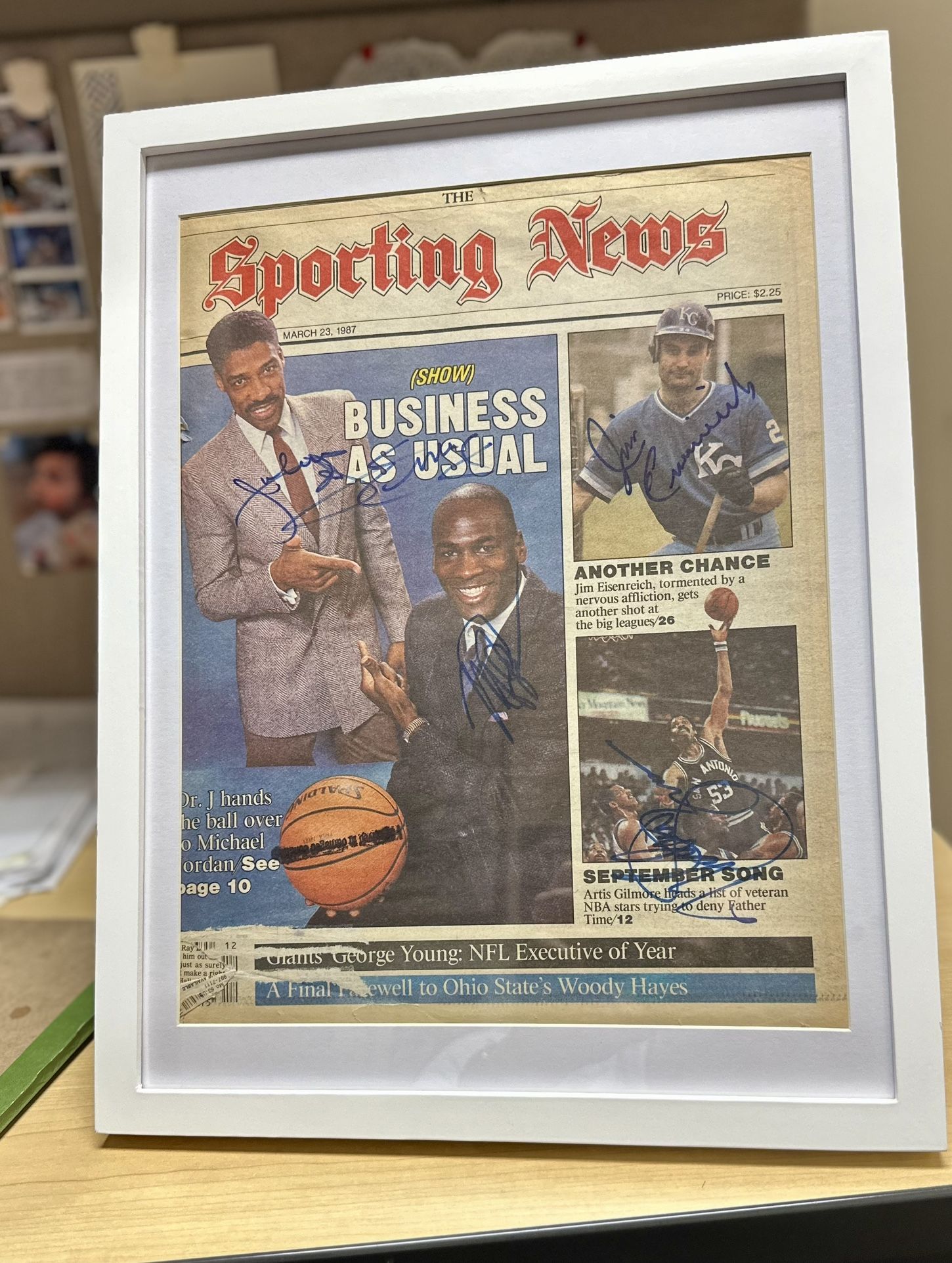 Early 1987 Michael Jordan Signed, “Dr. J” Julius Erving, Artis Gilmore BECKETT