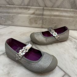 Size 12 Toddler Girl Stride Rite Silver Sparkle Mary Jane Shoes