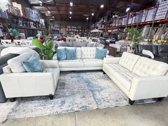 White Top Grain Leather set from Costco , 2 loveseats and chairs