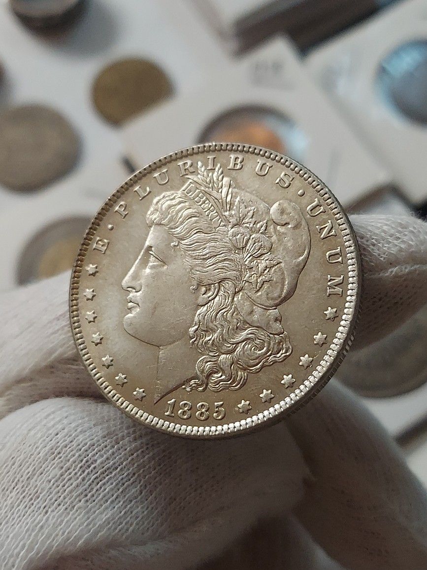 HIGH  GRADE RESTRIKE 1X1 US (1885CC) MORGAN SILVER PLATED 27 GRAMS.