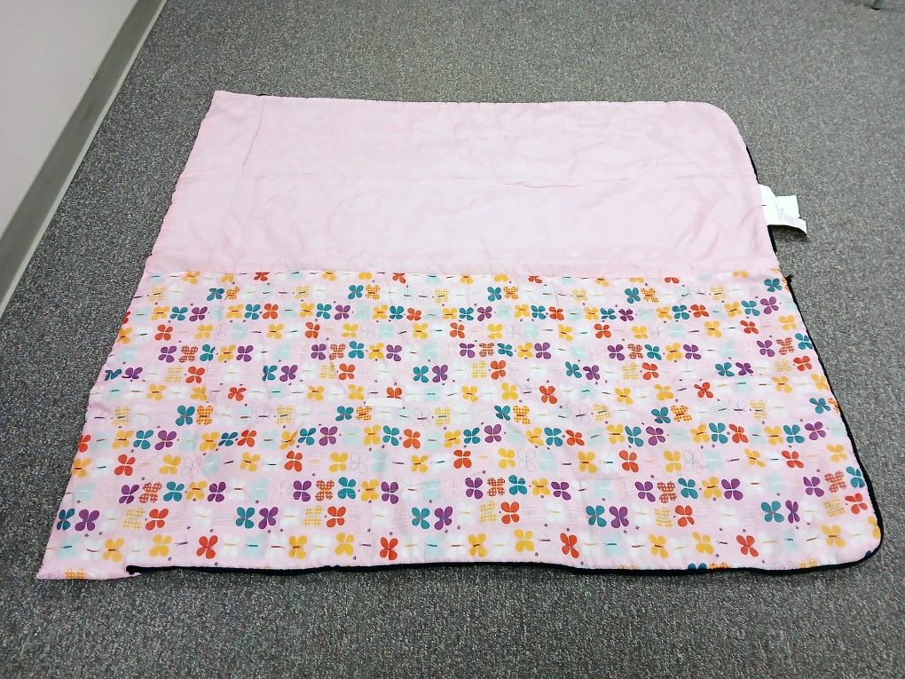 Girls Pink Butterfly Print Sleeping Bag with backpack