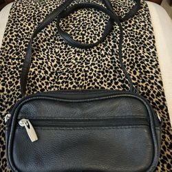 Black Leather Crossbody Bag Small 