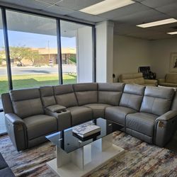 6-pc Leather Sectional Sofa-Addyson 