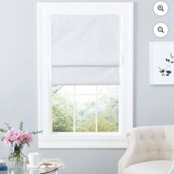 Exclusive Home Bolan Botanical Total Blackout Roman Shade, 31"x 64", White