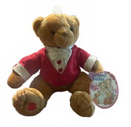 Cherished Teddies Brown Bear Plush in Red Polka Dot Outfit