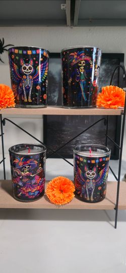 Day of the Dead / Día de los Muertos decorative glass candles