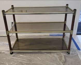 3-Tier Smoked Glass and Brass Shelf Unit