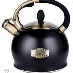 SUSTEAS Stove Top Whistling Tea Kettle-Surgical Stainless Steel Teakettle Teapot with Cool Touch Ergonomic Handle,1 Free Silicone Pinch Mitt Included,