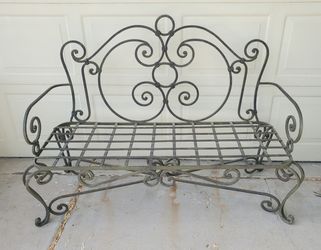 Vintage Wrought Iron Patio Bench