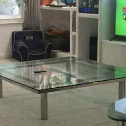 5ft x 5ft designer Brueton Intersect 1/2” glass coffee table
