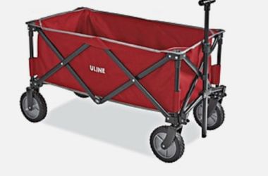 Uline foldable collapsible red wagon