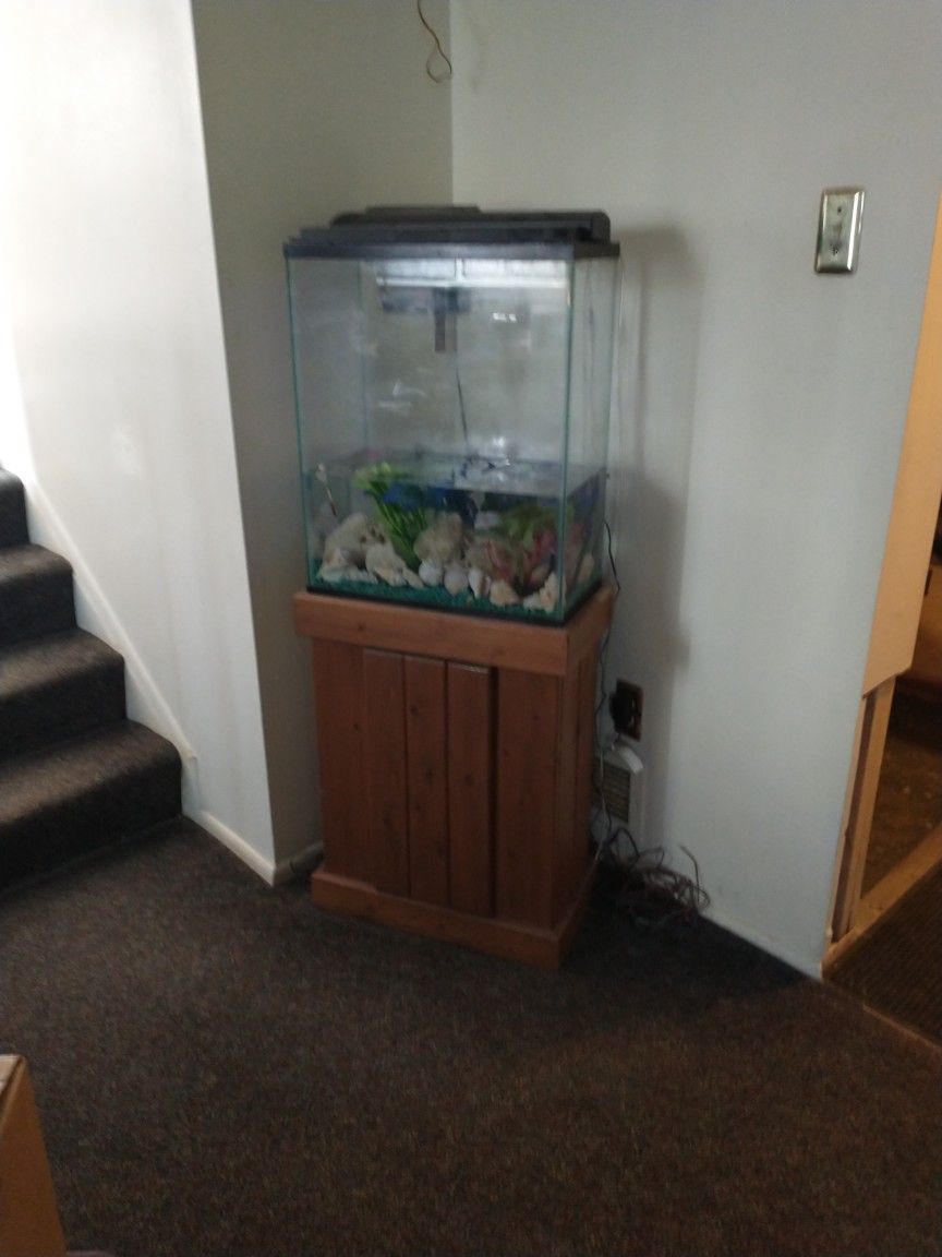 Fish Tank Aquarium With Stand Led Light Top.