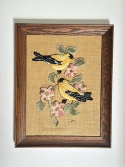 Handstitched Bird Framed Art