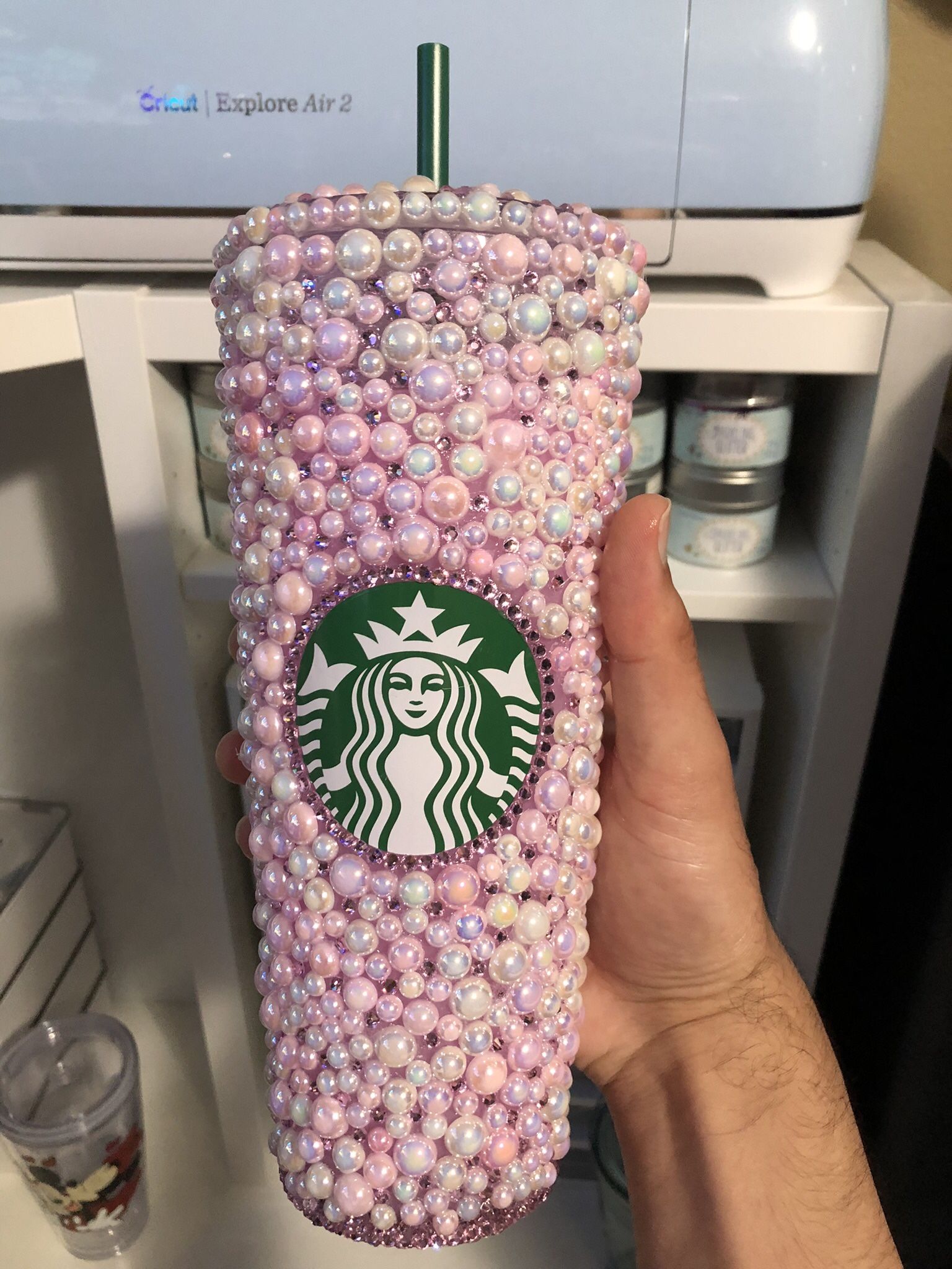 New Starbucks Pearl Rhinestoned Cup