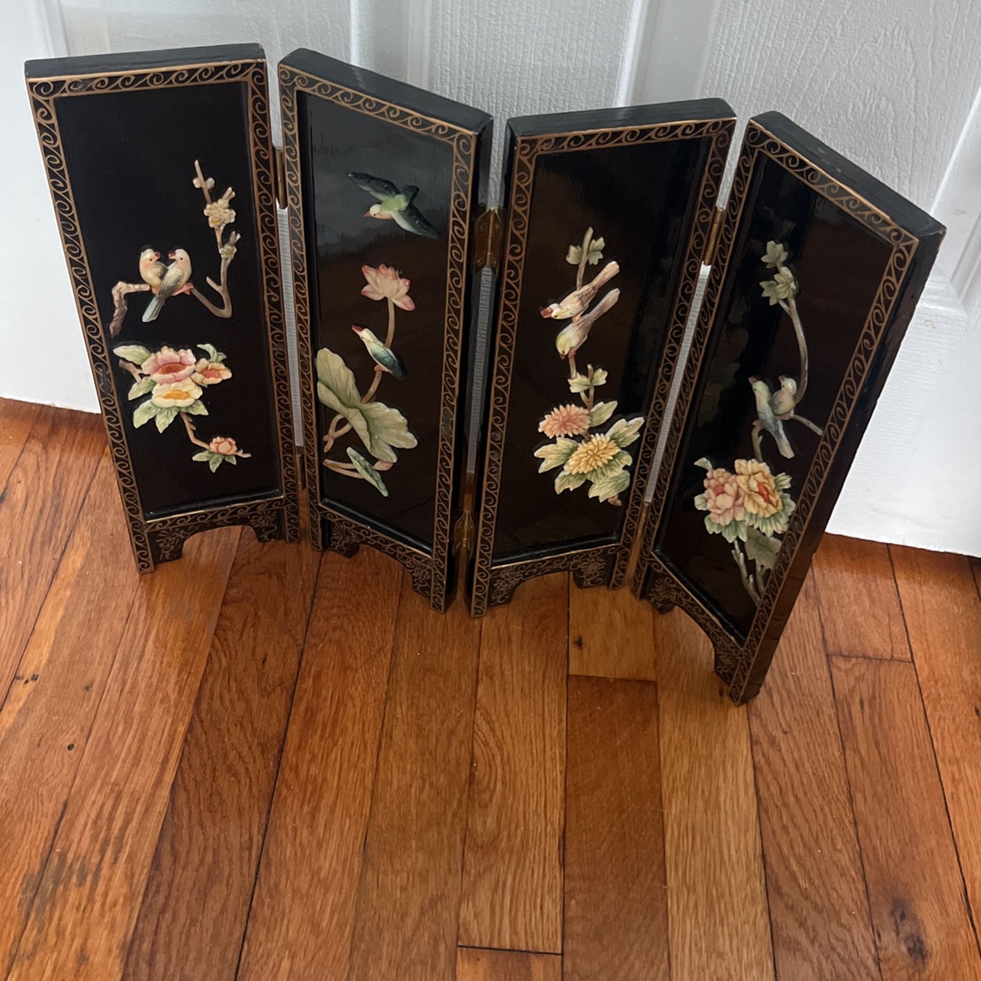 Vintage Chinese Table Screen Miniature Hardstone Carving