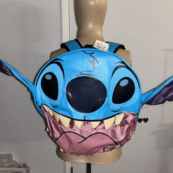 Lilo and Stitch 3D Stitch Face Backpack Blue Teens Kids Mouth Open Ears Out