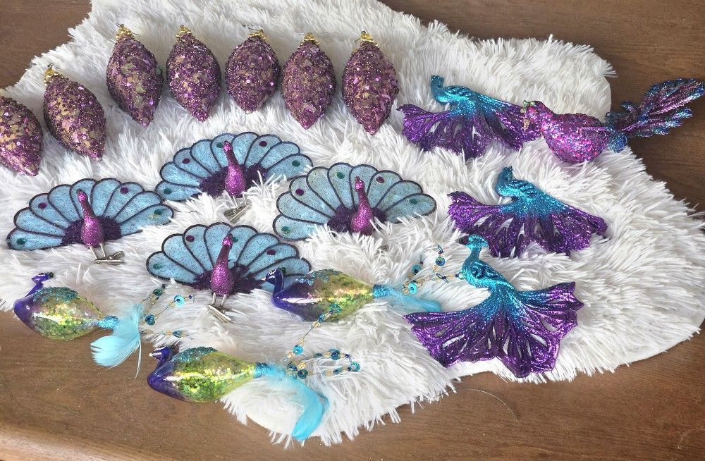 18 purple turquoise & green ornament glitter sequins. Violeta turquesa verde c/ perdería lentejuela