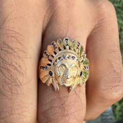 Anillo Oro 18k Indio Size 9 / 10 Gramos 
