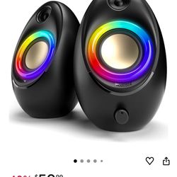Bluedee Computer Speakers for Desktop PC, 20W Peak Power Bluetooth 5.4 USB/USB-C Powered PC Speakers with RGB Glow, Plug & Play Clear Stereo Sound wit