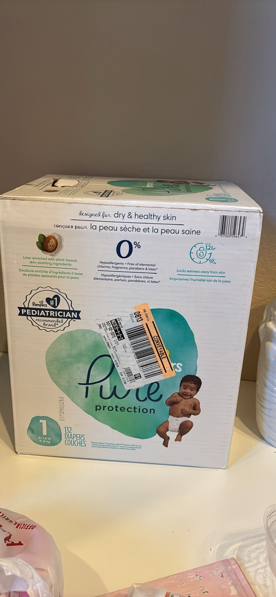 Huge Box Of Pampers Pure Diapers Size 1