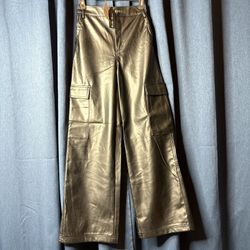 Faux Leather Cargo Pants 