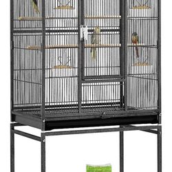 LARGE BIRD CAGE 54-in Rolling Metal Large Parrot Cage Mobile Bird Cage with Detachable Stand, Black
