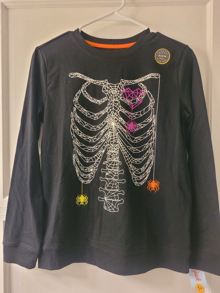 Halloween Shirt. Skeleton. Spiders. Spider Web Long Sleeve. Camisa Manga Larga. For Kids. Para Niños