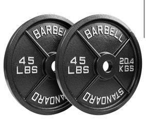 Steel Olympic Plates 45lb Pair - Olympic Standard Premium Coated 2x 45 Pound Weights
