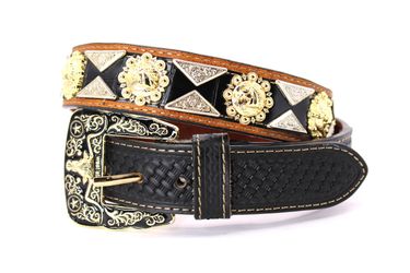 Western Belt Cowboy Gold Silver Black Brown Horse Bull Rider Concho Belt Pants 28 30 32 34 36 38 Cinto Vaquero