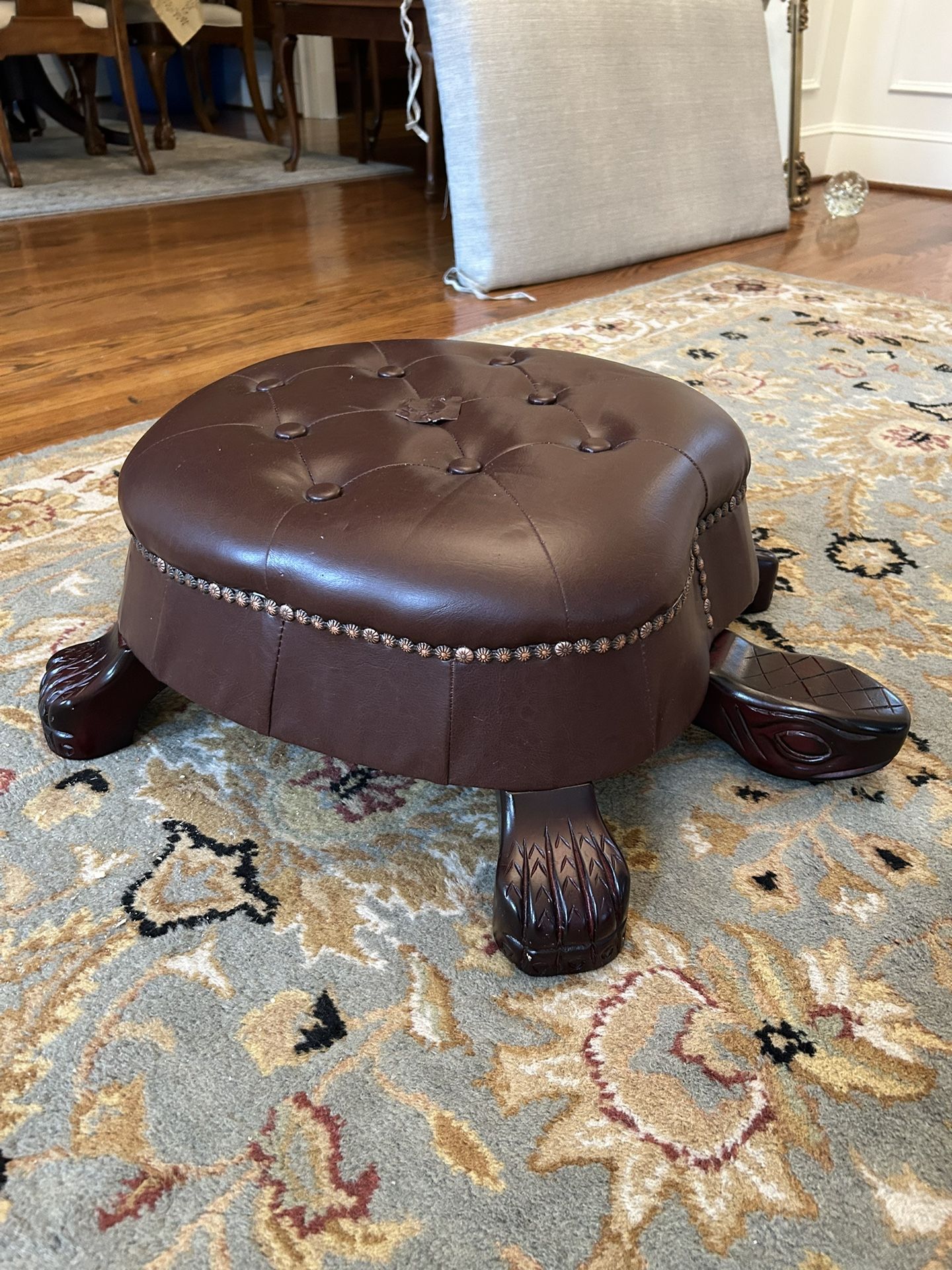 Leather Turtle Footstool Ottoman