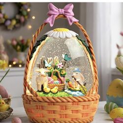 Easter Bunny Snow Globe Basket Egg