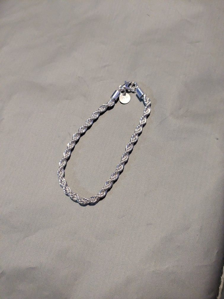 925 Sterling Silver 8” 4mm Rope Bracelet~New