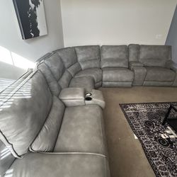 Dining room set and leather sectional