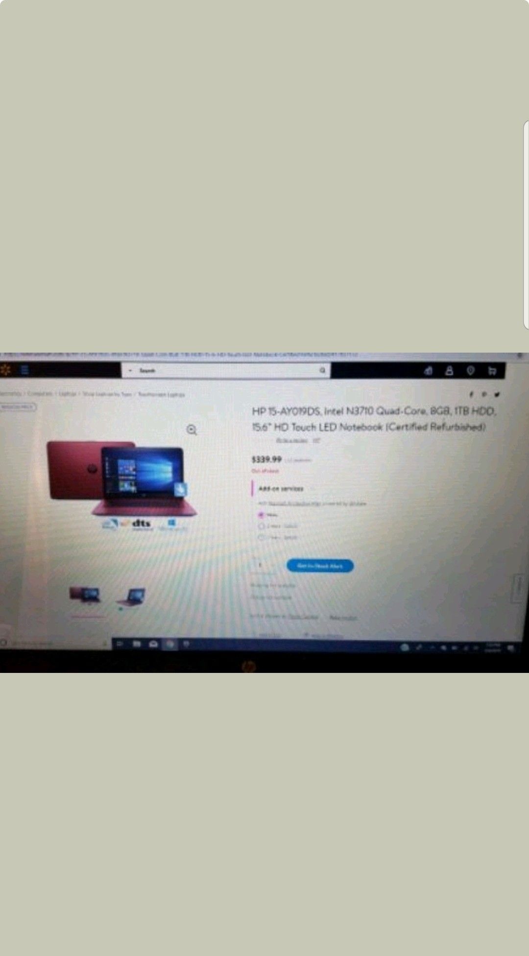 HP touch screen laptop white 17inch