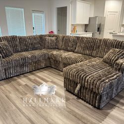 New Pullout Bed Fluffy Sectional Couch