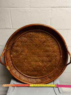 Large Round Basket Tray Boho Cottage Chic Decor