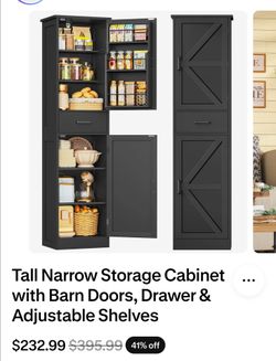 Tall Storage Cabinet with Door Shelves & Drawer, Kitchen Pantry Cabinet
Narrow Bathroom storage Cabinet with adjustable shelves for Living Room, Bathr