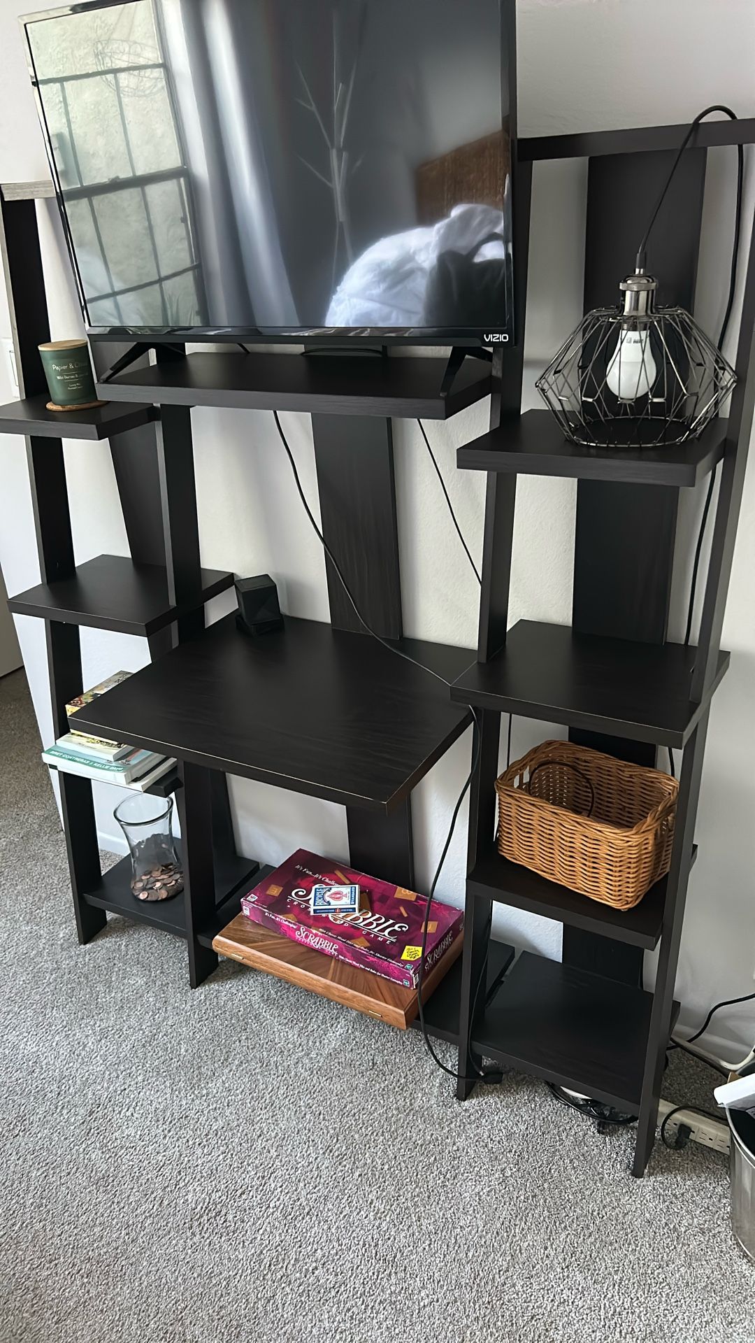 Wall Shelving Unit With Center Desk Shelf