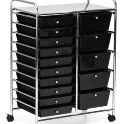 Storage Drawers: Costway, 15 Drawer Rolling Organizer Cart, Utility Storage Cart on Wheels