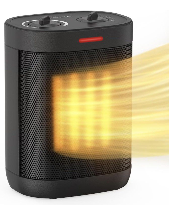 Space Heaters for Indoor Use, Portable 1500W/900W PTC Ceramic Space Heater, Small Space Heater with Thermostat, Three Modes, Overheat and Tip-Over Pro