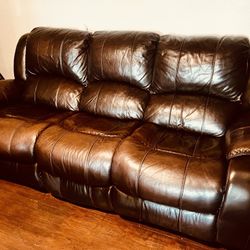 Brown Leather Electric Reclining Sofa