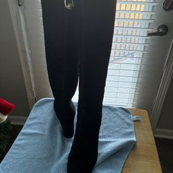 Women’s Tall Designer Black Suede Dress Boots