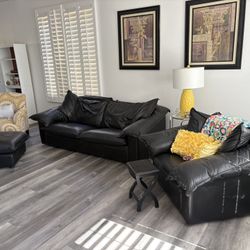 Leather Sofa, Chair, & Ottoman