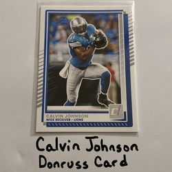 Calvin Johnson Detroit Lions Hall of Fame WR Donruss Card. 