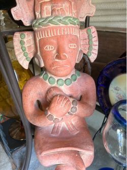19 “ BEAUTIFUL AZTEC CLAY STATUE 👍👍 reduced for fast sale !!  ( XLNT ) FIRST COME FIRST SERVE !!!